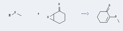7-Oxabicyclo[4.1.0]heptan-2-one can react with methanol to produce 2-Methoxy-2-cyclohexen-1-on